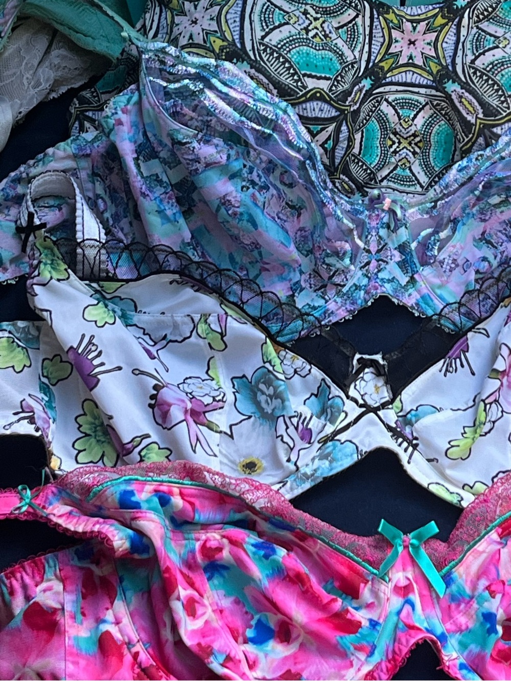 Freya Multi-Print Floral & Aqua Underwire Bras - Aqua, Pink, Lavender, Turquoise